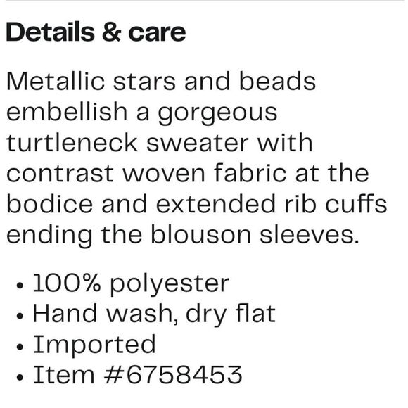 MaceyBeaded Star Turtleneck sweater, size S - Picture 5 of 5